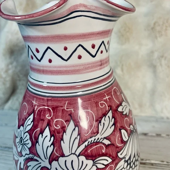Vintage Orvieto Deruta Italy Pottery‎ Floral Jug Pitcher Vase Earthenware - Picture 8 of 11